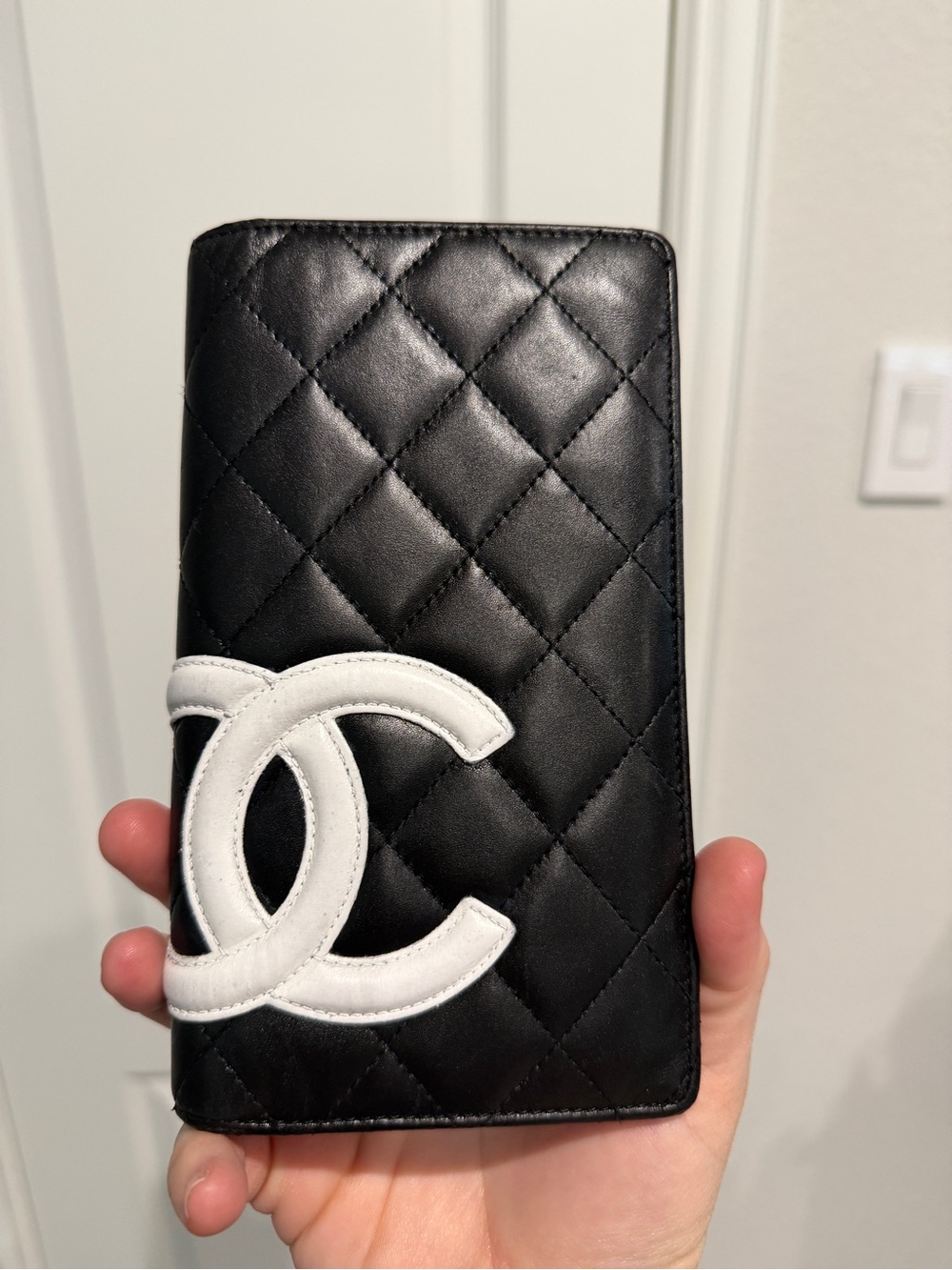 Chanel Cambon Long Bifold Wallet Black Pink